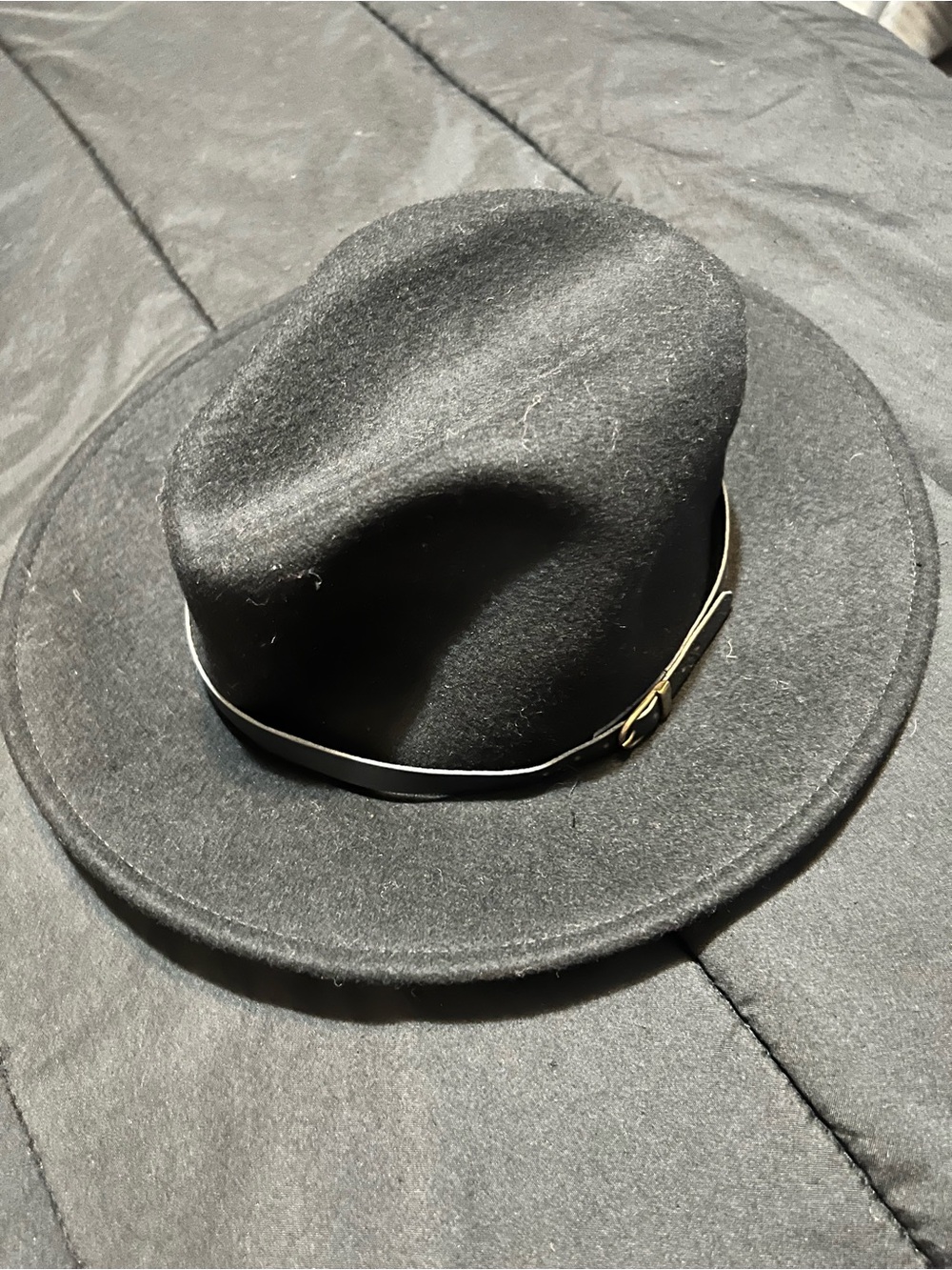 Gelso Bianco Black 100% Wool Wide Brim Fedora Hat Made in Italy